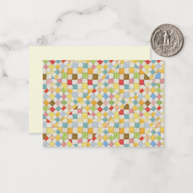 Cartão De Notas Placa plana QUILT MOSAIC 3.5x2.5 / Creme horizonta (Frente/Verso In Situ)