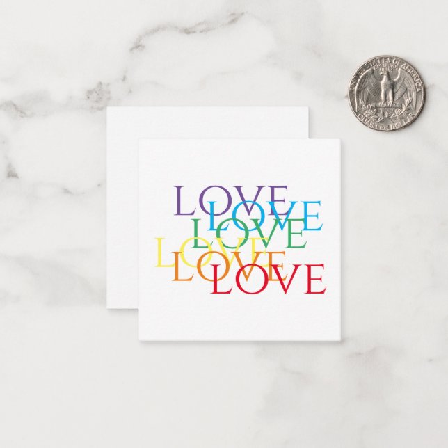 Cartão De Notas Placa plana RAINBOW LOVE 2.5x2.5 (Frente/Verso In Situ)