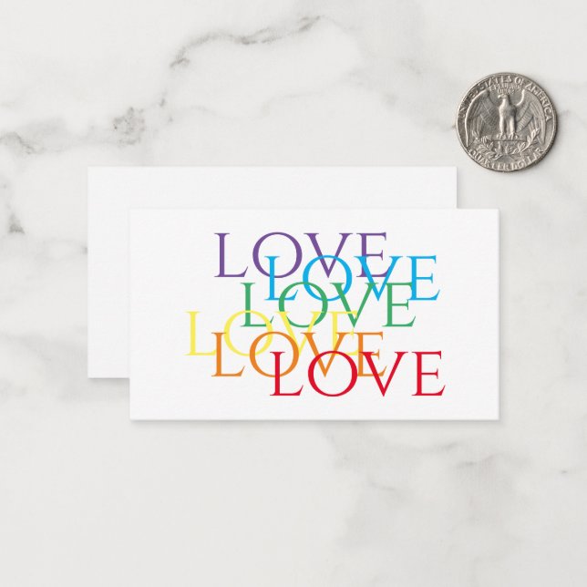 Cartão De Notas Placa plana RAINBOW LOVE 3.5x2 (Frente/Verso In Situ)
