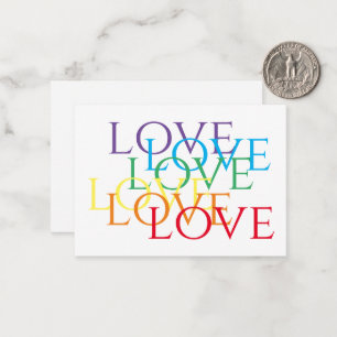 Cartão De Notas Placa plana RAINBOW LOVE 3.5x2.5