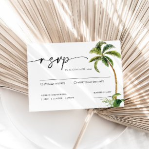 Cartão De Notas Placa RSVP de Casamento de Palmeiras Tropicais
