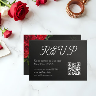 Cartão De Notas Placa RSVP de Código QR de Casamento de Rosa elega