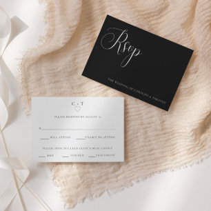 Cartão De Notas Placa RSVP de Escolha de Renda para Casamento Pret