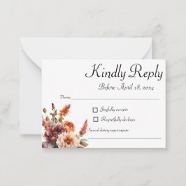 Cartão De Notas Placa RSVP de Florais de Jardim, Placa de Resposta