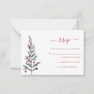 Cartão De Notas Placa RSVP de Script de Natal Moderno