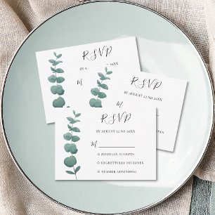 Cartão De Notas Placa RSVP Eucalyptus Elegante de Fluxo