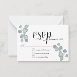 Cartão De Notas Placa RSVP Eucalyptus Pintada para Mão Elegante