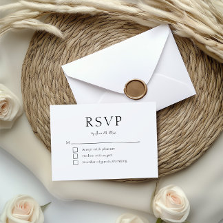 Cartão De Notas Placa RSVP Moderna Elegante Preta e Branca
