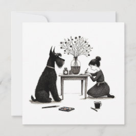 Cartão De Notas Placa Schnauzer Adorável