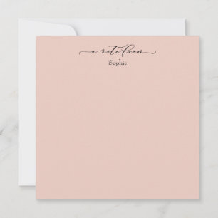 Cartão De Notas Placa Simples "A Note From" Elegante, em rosa-pint