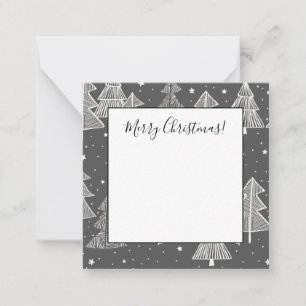Cartão De Notas Placas Alcalinas Manuscritas Árvores de Natal Nasc