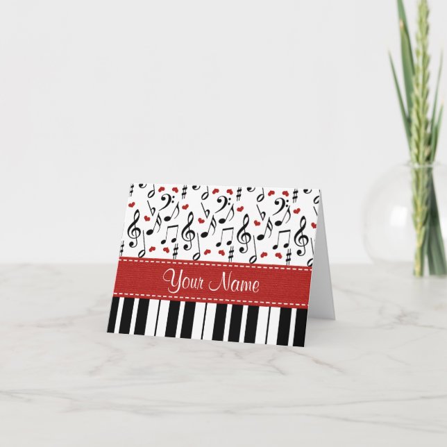 Cartão De Notas Placas de Nota de Piano com Nota de Música Persona (Frente)
