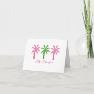 Cartão De Notas Placas de Nota Dobradas Pink e Palm Verdes