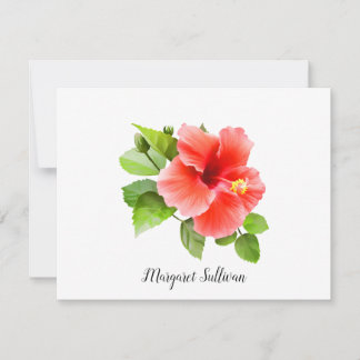 Cartão De Notas Placas de Nota Personalizadas do Flor Red Hibiscus