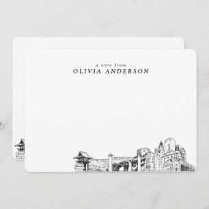 Cartão De Notas Placas de Nota Personalizadas do Skyline Sketch Fo