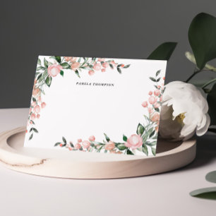 Cartão De Notas Placas de Nota Personalizadas Florais Cor-de-Rosa 