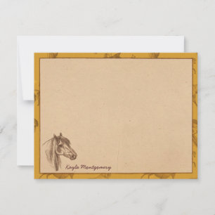 Cartão De Notas Placas de Nota Plana Personalizadas com Cavalo de
