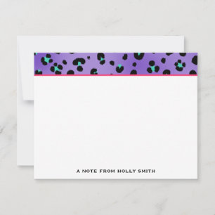 Cartão De Notas Placas planas para impressão do leopardo roxo