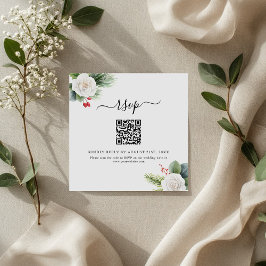Cartão De Notas Placas RSVP de Casamento de Código QR Boho Script