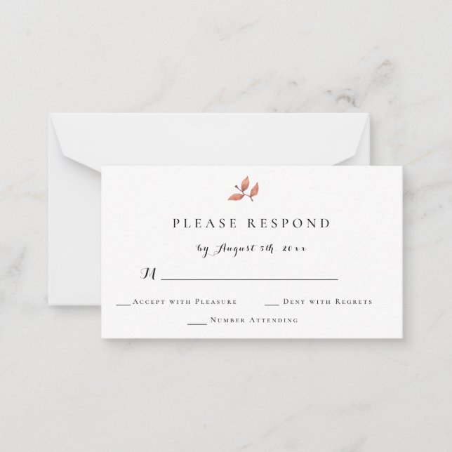 Cartão De Notas Placas RSVP de Casamento outono de Aquarela de out (Frente)