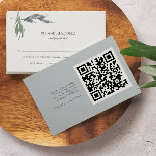 Cartão De Notas Placas RSVP de Cores Watercolor Greenery com Códig