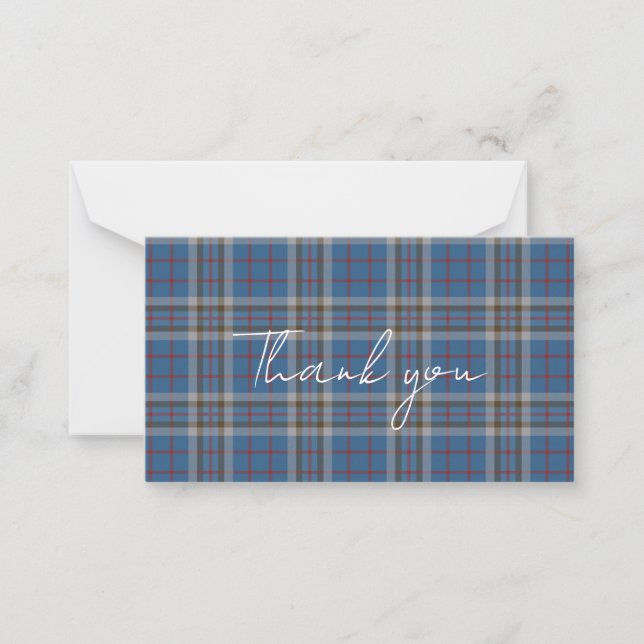 Cartão De Notas Plaid Tartan Thompson Rustic Thank You (Frente)