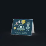 Cartão De Notas Planetas Espaciais de Alienígena Bonitos Funny Blu<br><div class="desc">Placas Espaciais de Alienígena Bonitas Placas de Nota Personalizadas Azul Funny</div>