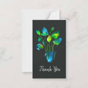 Cartão De Notas Plantas aquáticas de arte verde e abstrato azul