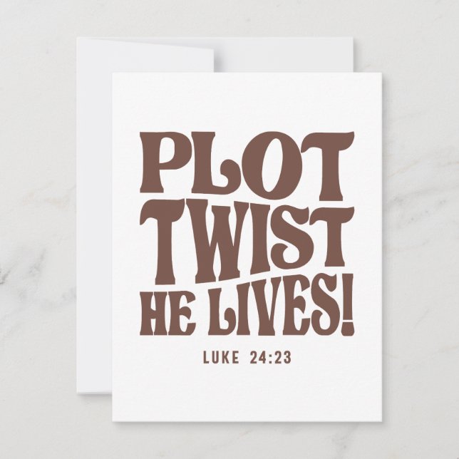 Cartão De Notas Plot Twist Ele Vive Luke 24:23 Bíblia Verse (Frente)