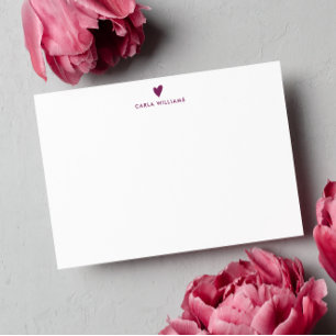 Cartão De Notas PLUM PURPLE Doodle Heart Formal Classic Family