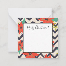 Cartão De Notas Poinsétia Vermelha de Natal com Listras Pretas e B