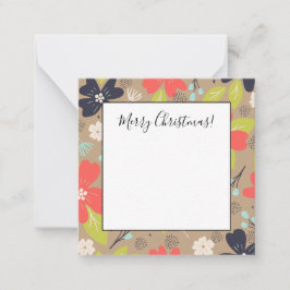 Cartão De Notas Poinsettia de Natal Desenhada à Mão Vermelho Branc