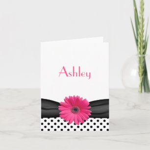 Cartão De Notas Polka Dot Pink Gerbera Daisy Bat Mitzvah Thank You