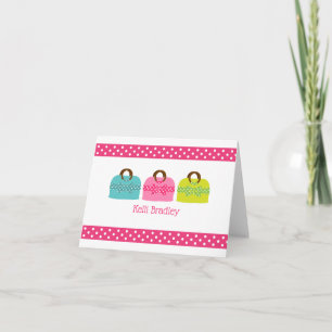 Cartão De Notas Polka Dot Purses Personalized Folded Note Cards