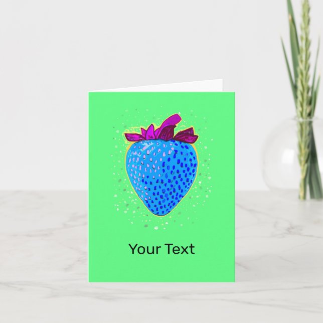 Cartão De Notas Pop Art Strawberry Blue (Frente)