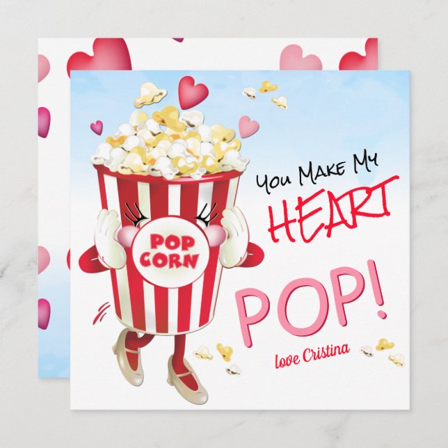 Cartão De Notas Popcorn Love Engraçado (Frente/Verso)