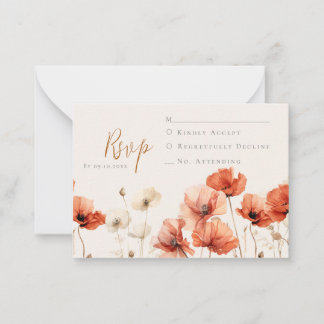 Cartão De Notas Poppies e flores silvestres RSVP