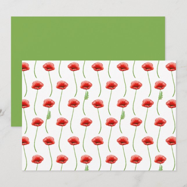 Cartão De Notas Poppies Floral Botanical Note Card (Frente/Verso)