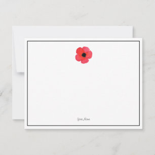 Cartão De Notas Poppy Red Watercolor