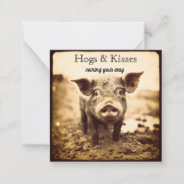 Cartão De Notas Porco na lama, abraços e beijos, personalizável