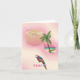 Cartão De Notas Poster de viagens de mapa ilustrado do Taiti