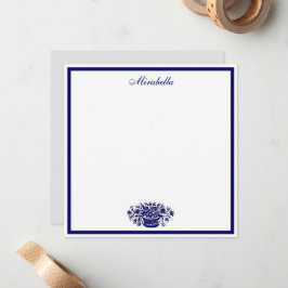 Cartão De Notas Praça Azul Floral Azul Personalizada