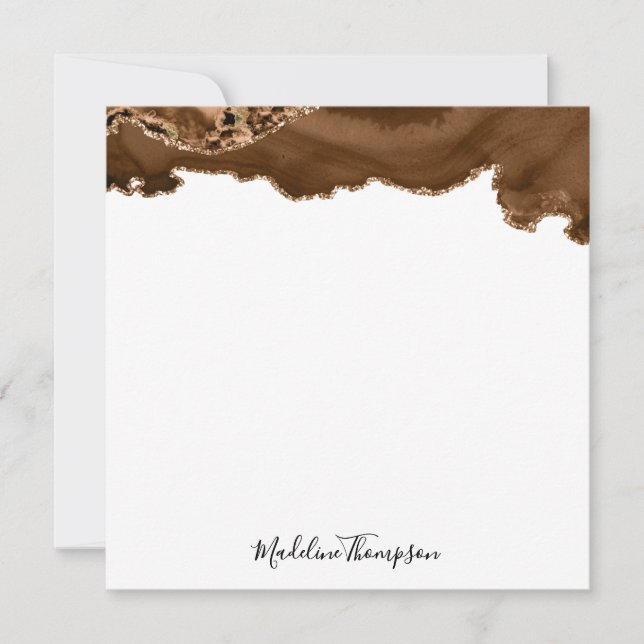 Cartão De Notas Praça de Geodo de Agato de Mármore Dourado Elegant (Frente)