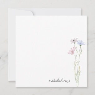 Cartão De Notas Prado de Flores Silvestres Elegantes Caligrafia Pe