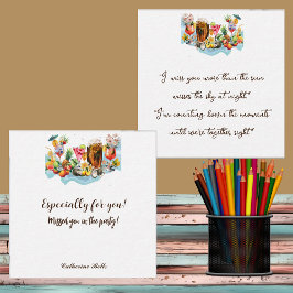 Cartão De Notas Praia Cocktails Festa de Frutas Tropicais Desapare