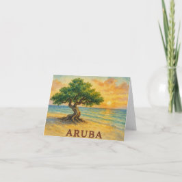 Cartão De Notas Praia da Águia de Aruba Divi Tree Golden Hour