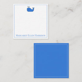 Cartão De Notas Pré-Disquete Azul Náutico e Baleia Branca Personal