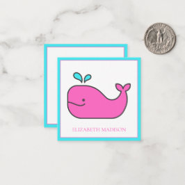 Cartão De Notas Pré-Disquete Rosa Náutico e Baleia Aquática Person