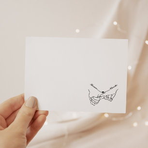 Cartão De Notas Prendendo Mãos Simples Casamento Mínimo