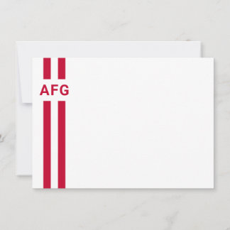 Cartão De Notas Prep Stripe Red e White Note Card